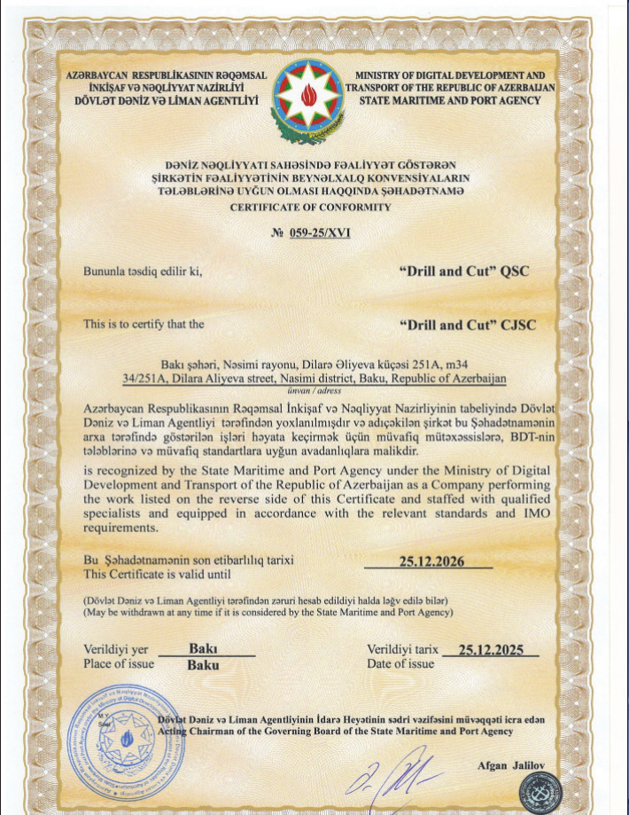 Maritime conformity document