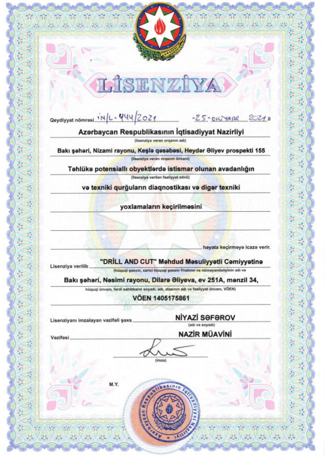 Technical inspection licence document