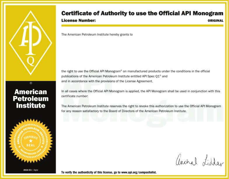 API Monogram supporting document